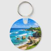 Porte-clés Bathsheba, Barbade - Côte de plage tropicale (Verso)
