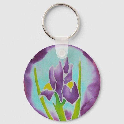 Porte-clés Batik d'Iris Fleur violet (Recto)