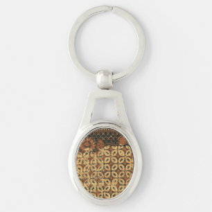 Porte-clés Batik Earthy Grain de Café Élégant Rustique Rugueu
