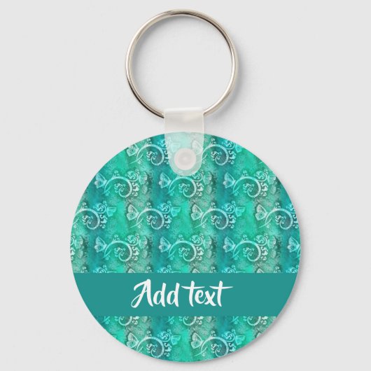 Porte-clés Batik tourbillons bleus à motif (Recto)