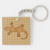 Porte-clés Batik tribal Gecko - rouille, ambre et bronze (Dos)