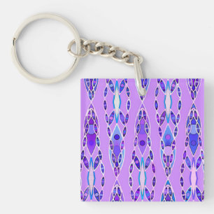 Porte-clés Batik tribal - Lavande, bleu et violet