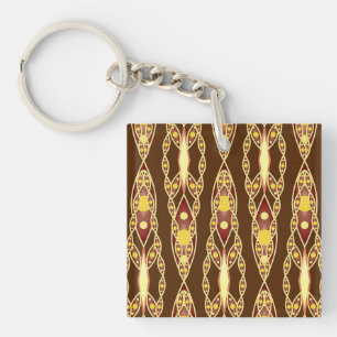 Porte-clés Batik Tribal - Marron Chocolat et Beige