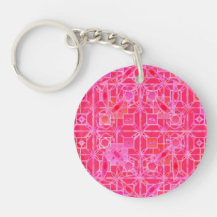Porte-clés Batik Tribal - nuances de rose fuchsia