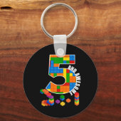 Porte-clés Bâtiment Blocs Briques 5 ans Awesome Anniversaire (Recto)