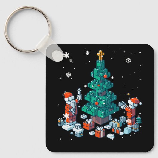 Porte-clés Bâtiment en briques de bloc Figure Joyeux Noël Ma (Recto)