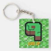 Porte-clés Bâtiment Pixelated Gamer Vert Level Up 9 (Devant)