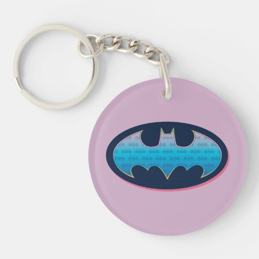 Porte-clés Batman | Symbole rose et bleu (Devant)