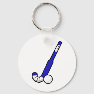 Porte-clés Bâton de hockey bleu de champ