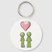 Porte-clés Bâton vert Figure Couple Rose Coeur amour (Verso)