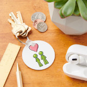 Porte-clés Bâton vert Figure Couple Rose Coeur amour