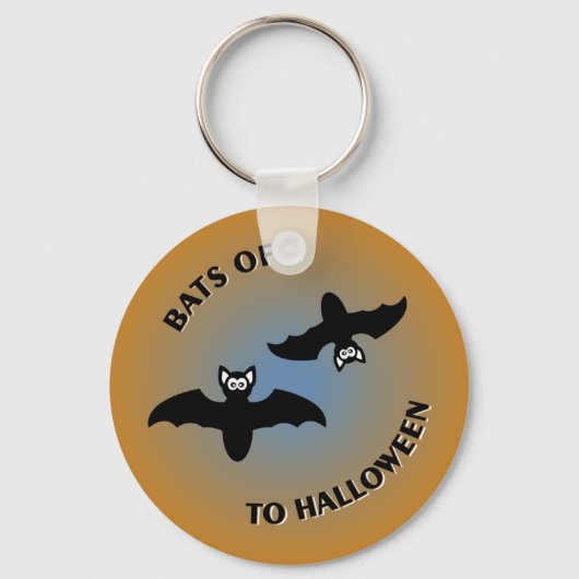 Porte-clés Bats d'Halloween bleu orange (Recto)