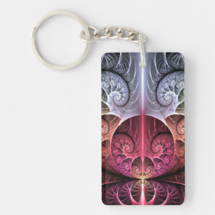 Porte-clés Battement de cœur, art fractal surréaliste abstrai