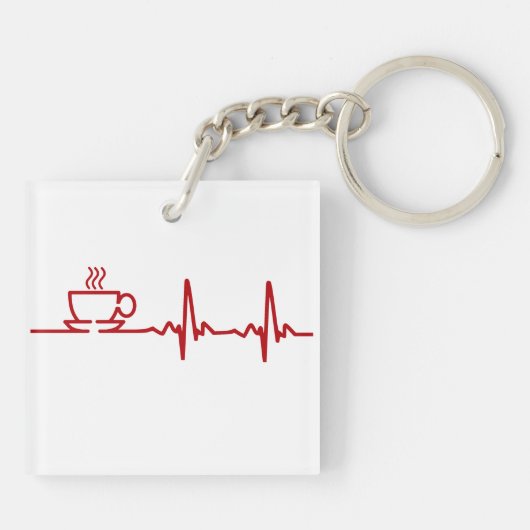 Porte-clés Battement de coeur ECG de café de matin (Dos)
