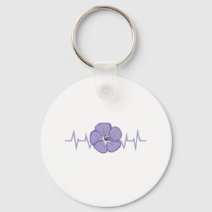 Porte-clés Battement de coeur fleur violette