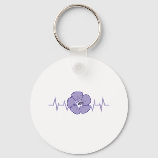 Porte-clés Battement de coeur fleur violette (Recto)