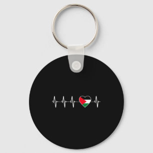 Porte-clés Battement de coeur palestinien J'aime le drapeau d