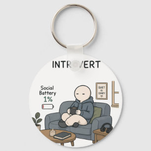 Porte-clés Batterie sociale d'introverti 1% Mème drôle d'intr