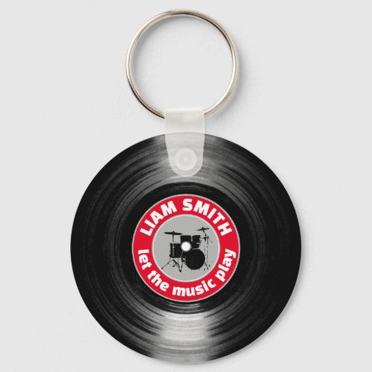Porte-clés Batterie vinyle Porte - clé rouge (Recto)