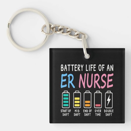 Porte-clés Battery life of an ER nurse humor chart (Devant)