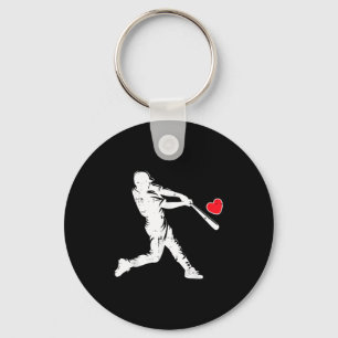 Porte-clés Batteur de baseball silhouette jour de la Saint-Va