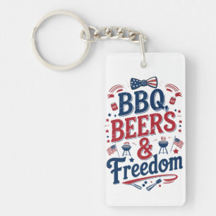 Porte-clés BBQ, Bières et Liberté – Rétro 4 juillet Vibes