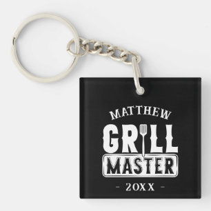Porte-clés BBQ Grill Master Personnalisé Meilleur papa Père