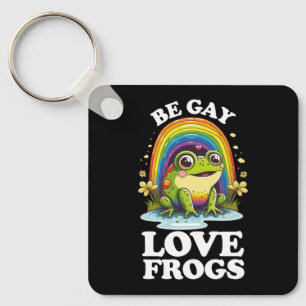 Porte-clés Be Gay Love Frogs Funny LGBTQ Pride Rainbow Retro