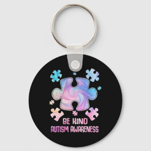 Porte-clés Be Kind Puzzle Pièces Tie Dye Sensibilisation sur