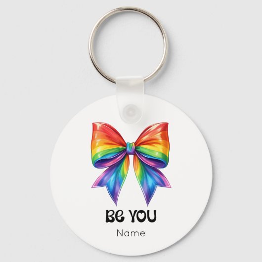 Porte-clés Be You Pride - Rainbow Coquette Bow Customisé (Recto)