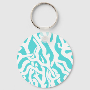 Porte-clés Beach Coral Reef Pattern Nautical White Blue