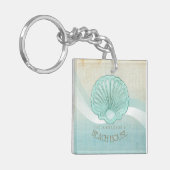 Porte-clés Beach House Clam Shell Aqua Blue ID623 (Devant gauche)