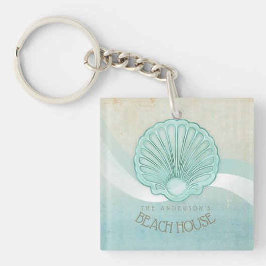 Porte-clés Beach House Clam Shell Aqua Blue ID623 (Devant)