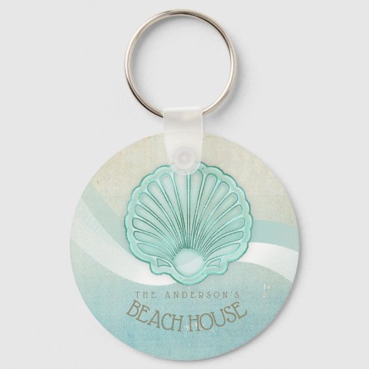 Porte-clés Beach House Clam Shell Aqua Blue ID623 (Recto)