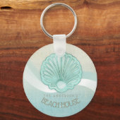 Porte-clés Beach House Clam Shell Aqua Blue ID623 (Recto)