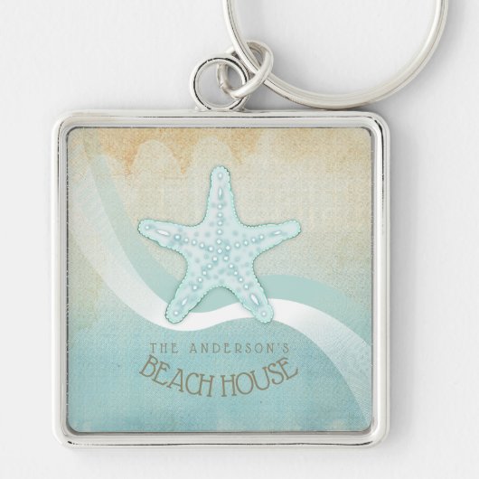 Porte-clés Beach House Nautical Starfish Aqua Blue ID623 (Devant)