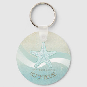 Porte-clés Beach House Nautical Starfish Aqua Blue ID623