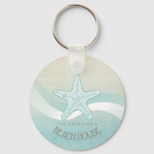 Porte-clés Beach House Nautical Starfish Aqua Blue ID623 (Recto)