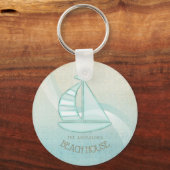 Porte-clés Beach House Nautical Voilier Aqua Blue ID623 (Recto)
