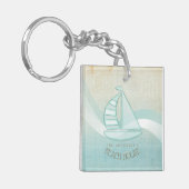 Porte-clés Beach House Nautical Voilier Aqua Blue ID623 (Devant gauche)