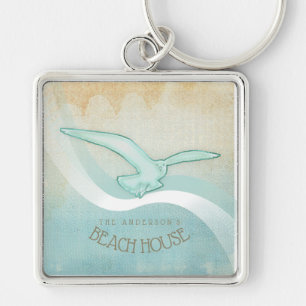 Porte-clés Beach House Seagull Aqua Blue ID623
