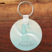 Porte-clés Beach House Seahorse Aqua Blue ID623 (Recto)