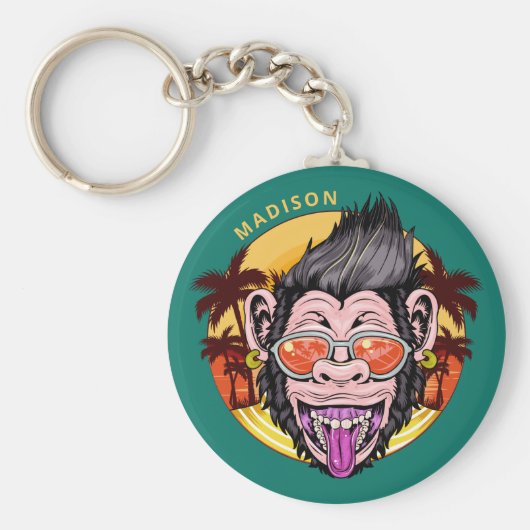 Porte-clés Beach Monkey nom personnalisé porte - clés (Devant)