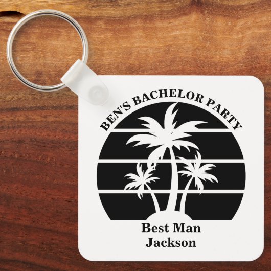 Porte-clés Beach Palm Tree Bachelor Party Groomsmans (Recto)