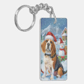 Porte-clés Beagle Chien Winter Wonderland Noël Joie (Devant gauche)