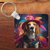 Porte-clés Beagle dans un Casquette plumé (Recto)