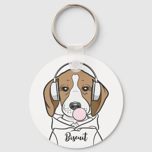 Porte-clés Beagle de refroidissement avec Bubblegum mignon ch (Recto)