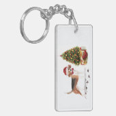 Porte-clés Beagle drôle Chien de Noël avec arbre (Devant gauche)