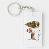 Porte-clés Beagle drôle Chien de Noël avec arbre (Devant)
