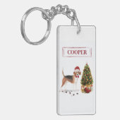 Porte-clés Beagle drôle Chien de Noël avec arbre (Devant gauche)